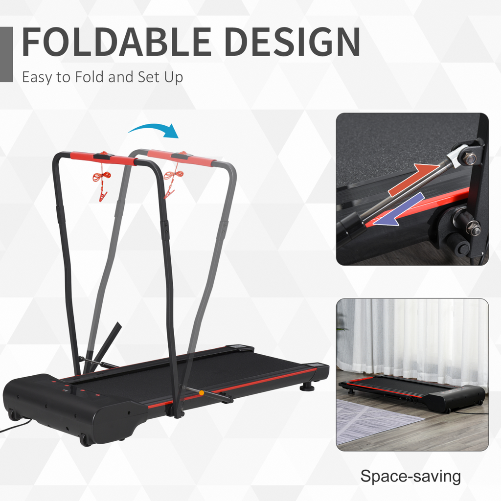 HOMCOM Walking Machine with LED display and remote control for exercise and jogging fitness, shown in a home setting.