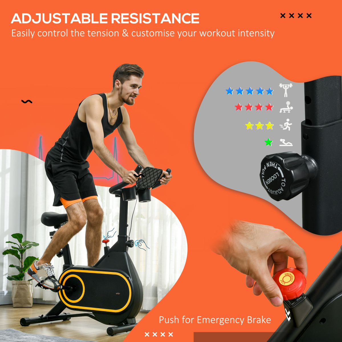 SPORTNOW stationary exercise bike with LCD display for home cardio workout, featuring adjustable seat and sturdy frame.