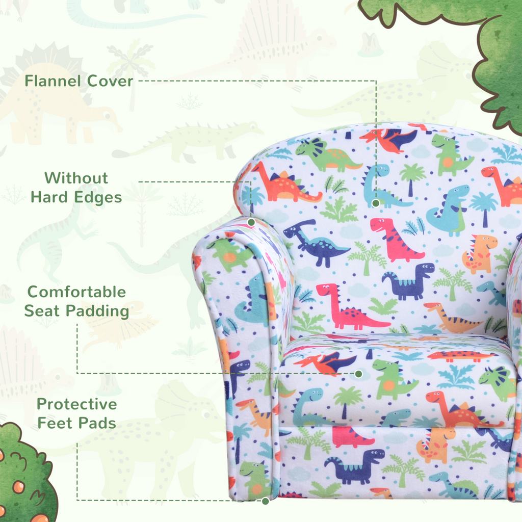 Children's Armchair Kids Sofa Tub Chair Seat Cartoon Flannel Wooden Non-slip