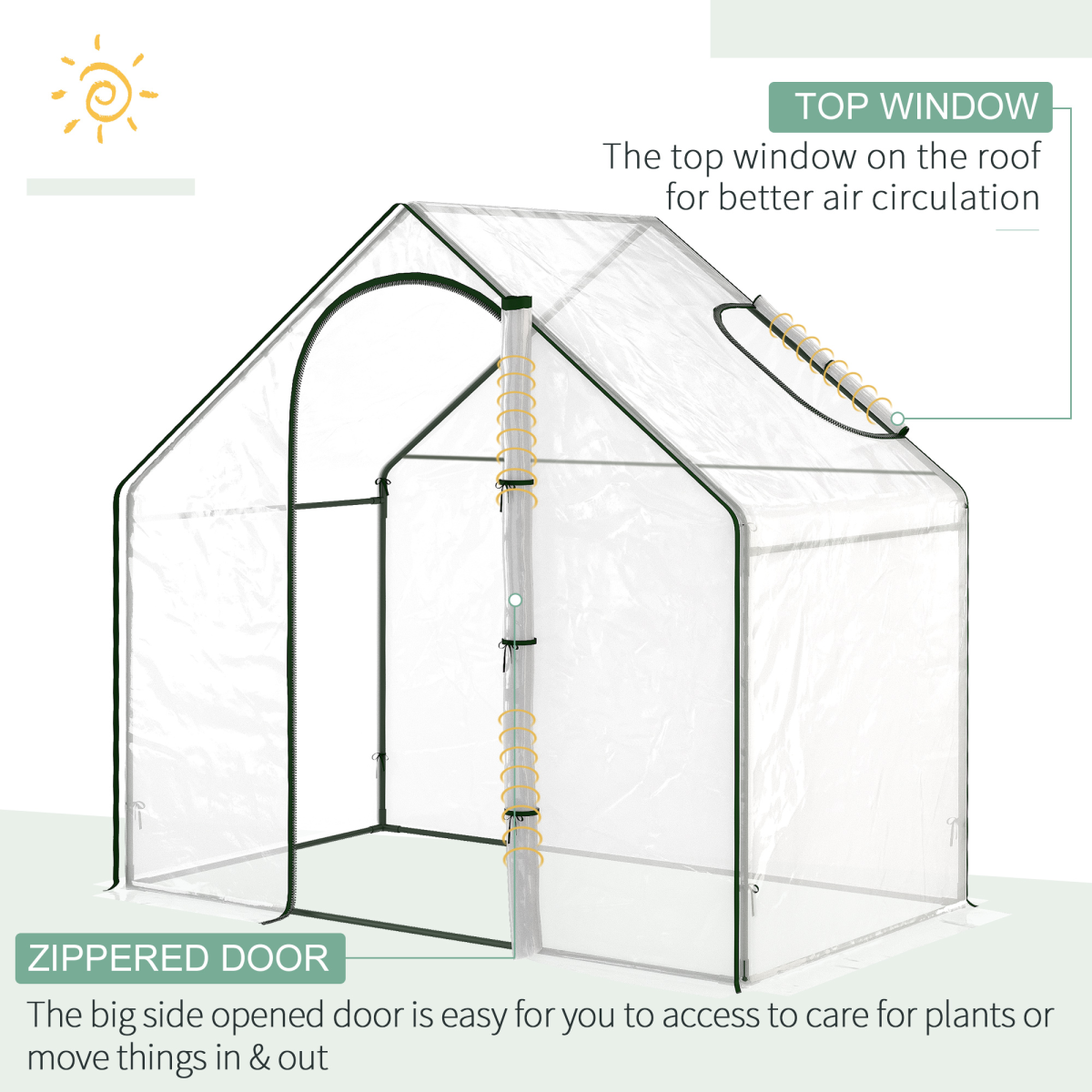 Outsunny Portable Walk-in PVC Greenhouse w/ Zipped Door for Flowers Plant