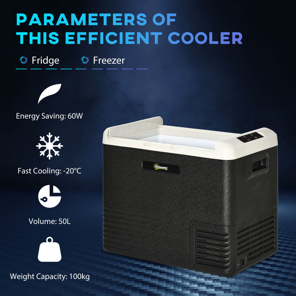 50L Car Refrigerator 12V Portable Freezer for Camping, Driving Outsunny