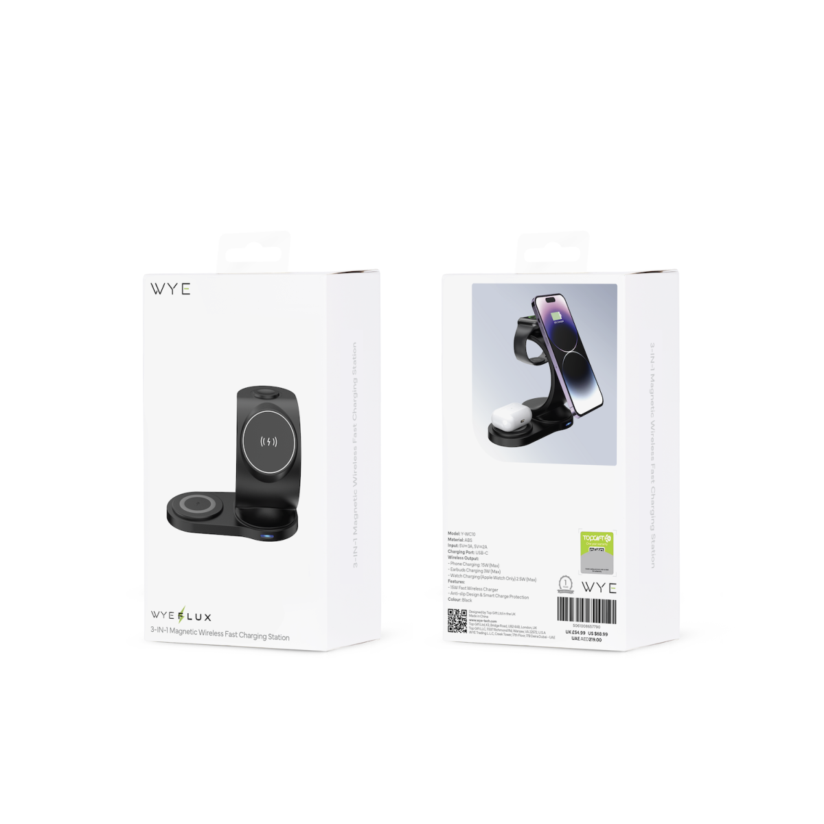 WYEFLUX 3-IN-1 Magnetic Wireless Fast Charging Station