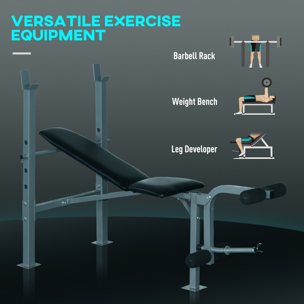 Adjustable Multi Gym Weight Bench with Barbell Stand for chest, leg, and abs training by ActiveGear.