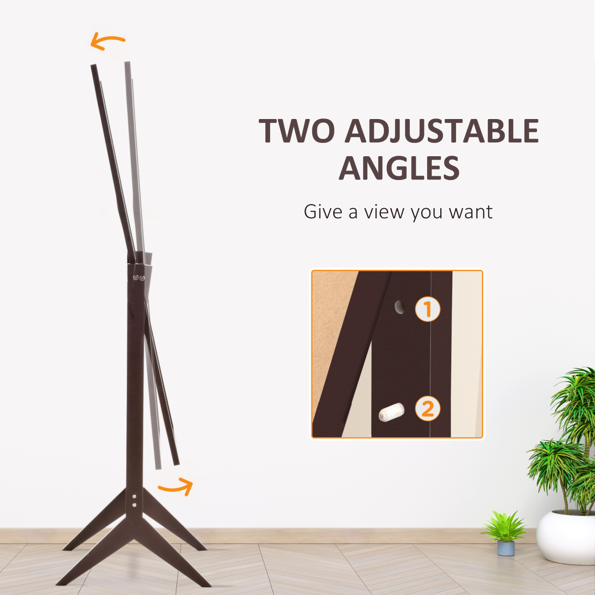 Freestanding Dressing Mirror 148x47cm Adjustable Angle Dark Brown Frame