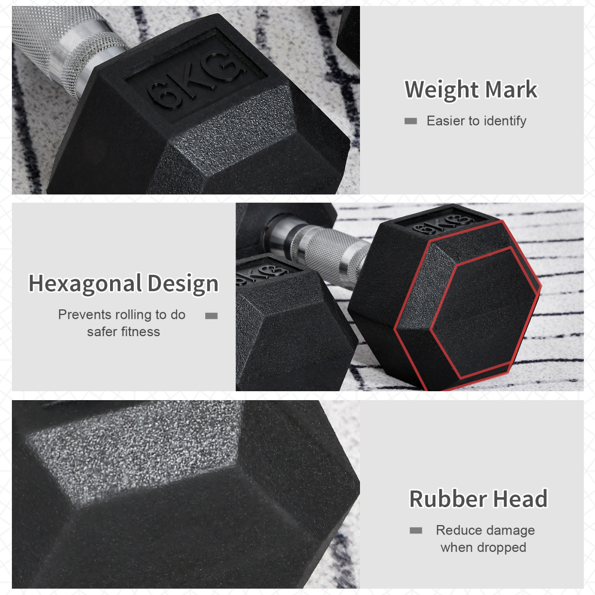 Hexagonal dumbbells 2x6kg from ActiveGear, designed for home fitness weight lifting exercises.