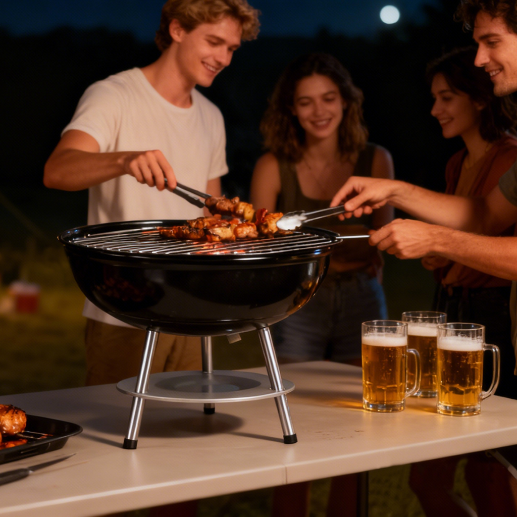 Portable Charcoal Grill, Compact Folding BBQ Grill with 14 Inch Cooking Grid for Outdoor Camping, Backyard, Beach, Picnic