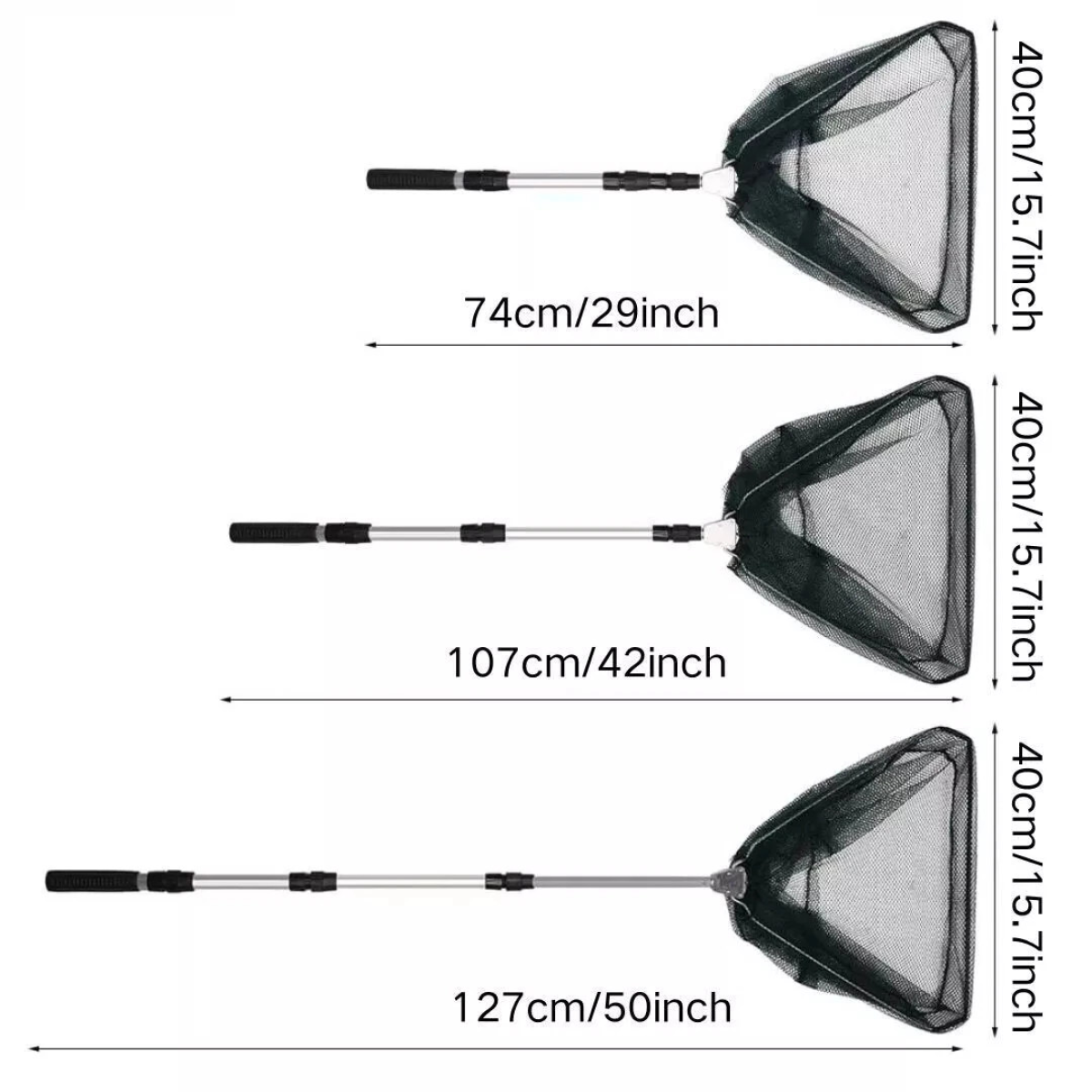 Folding Fishing Pole Landing Net Telescopic  Extending Fly Trout Carp Course Sea