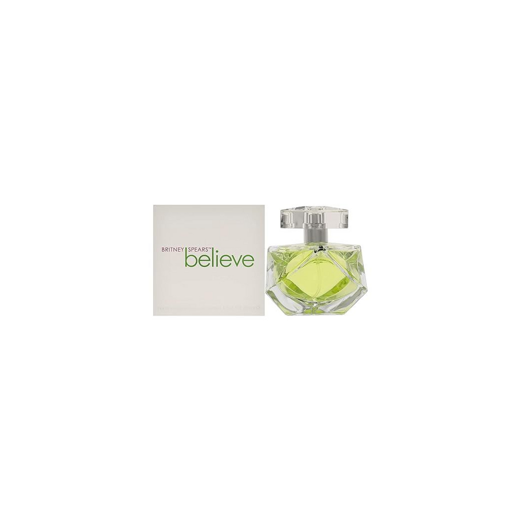 Britney Spears Believe Eau de Parfum Spray 30ml bottle with a floral design, showcasing the product's elegant shape.