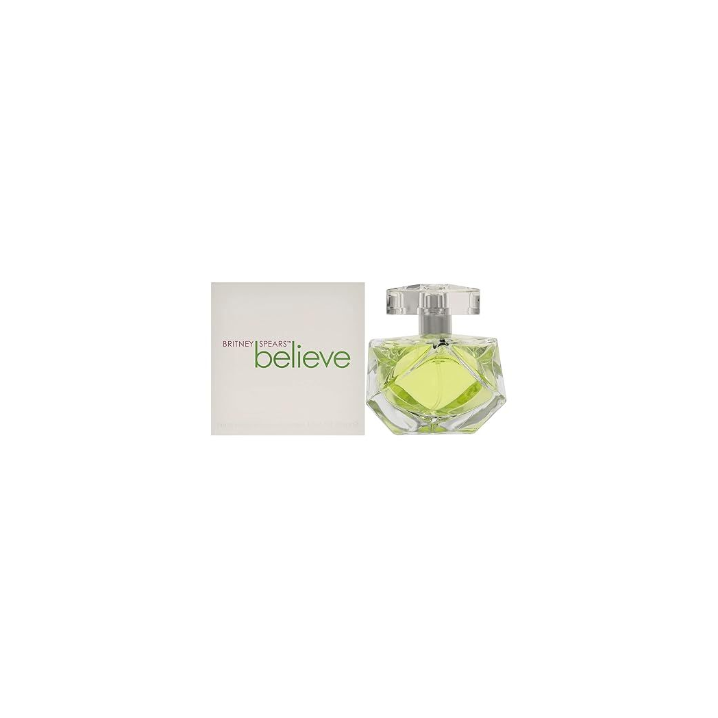 Britney Spears Believe Eau de Parfum Spray 30ml bottle with a floral design, showcasing the product's elegant shape.