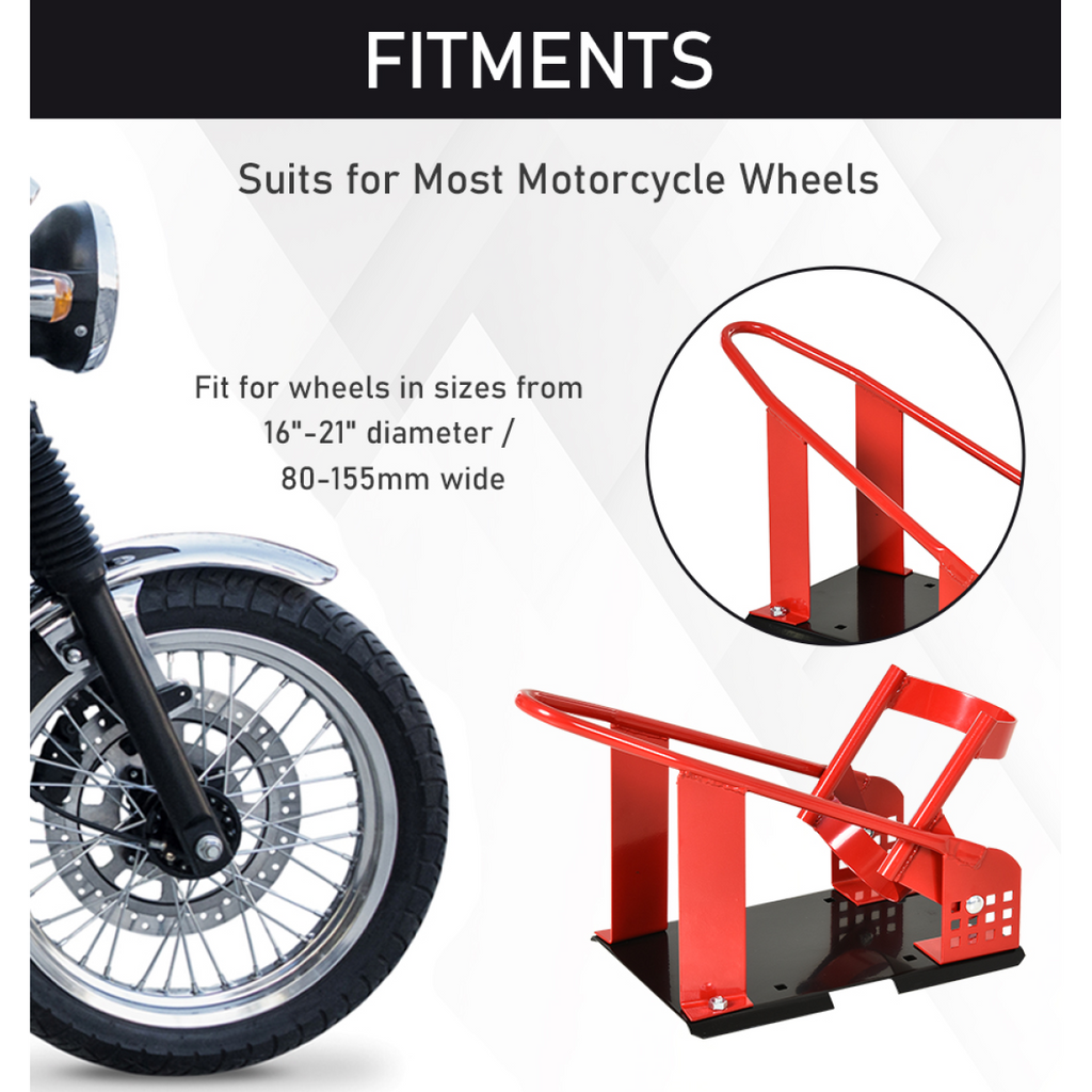 Adjustable Motorcycle Wheel Chock - 8-15.5cm Tire Width - 450kg Capacity - Floor/Trailer Mount