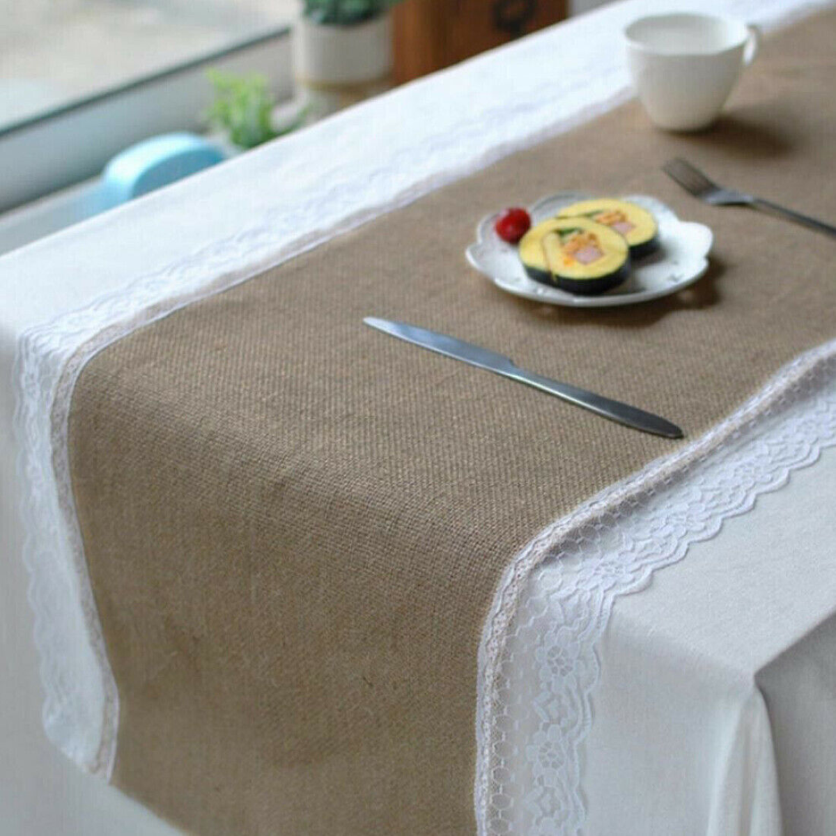 10Mx30CM Hessian Table Runners Hessian Roll Fabric Burlap Jute Rustic Wedding UK