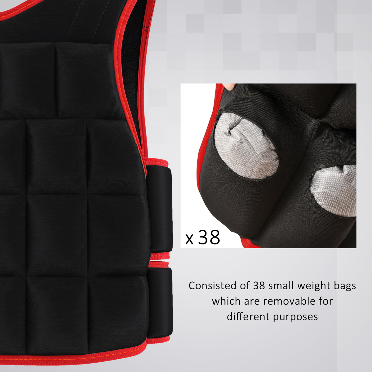 20KG adjustable weight vest by ActiveGear, designed for running, gym training, and weight loss, shown from the front.