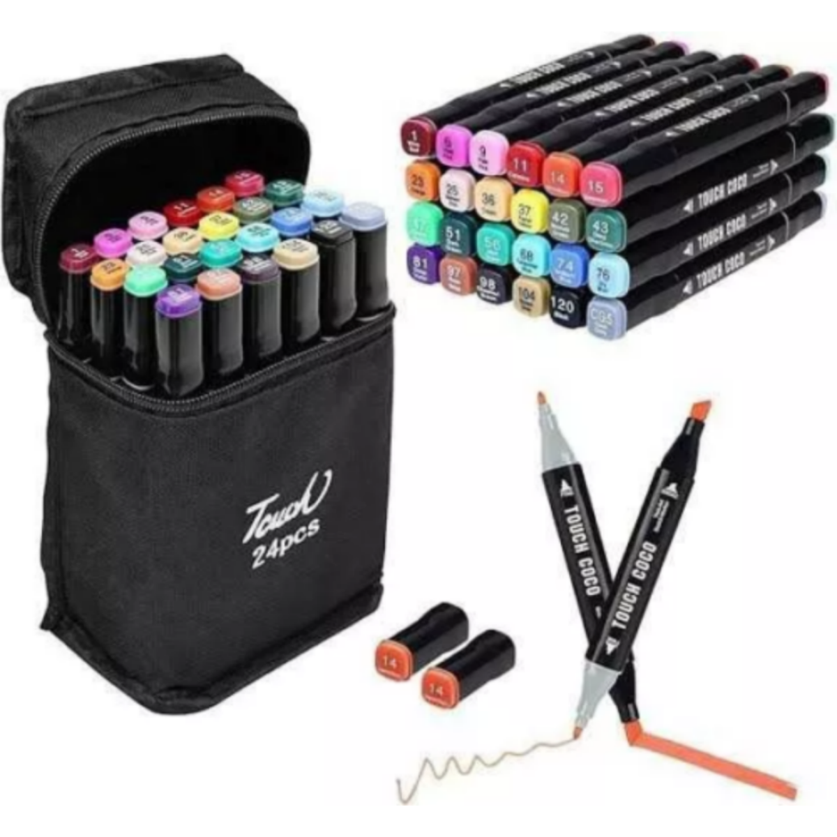 24Color Brush Pens Set Dual Tips Soft Fine Art Markers Drawing Watercolour Gifts