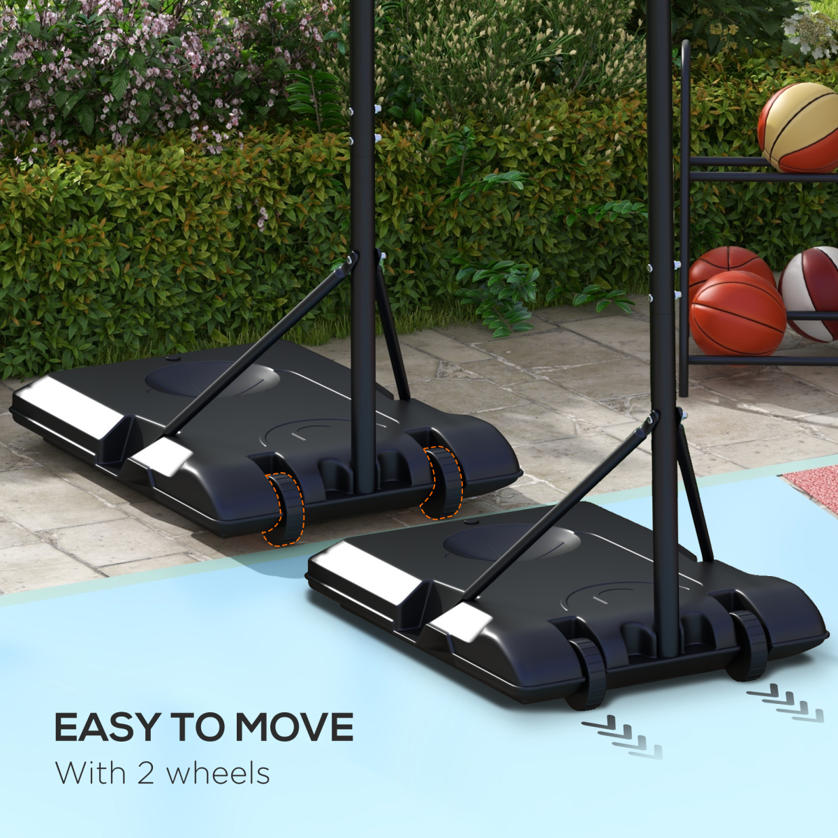 Adjustable Basketball Stand Net Set System with Wheels - 179-209cm