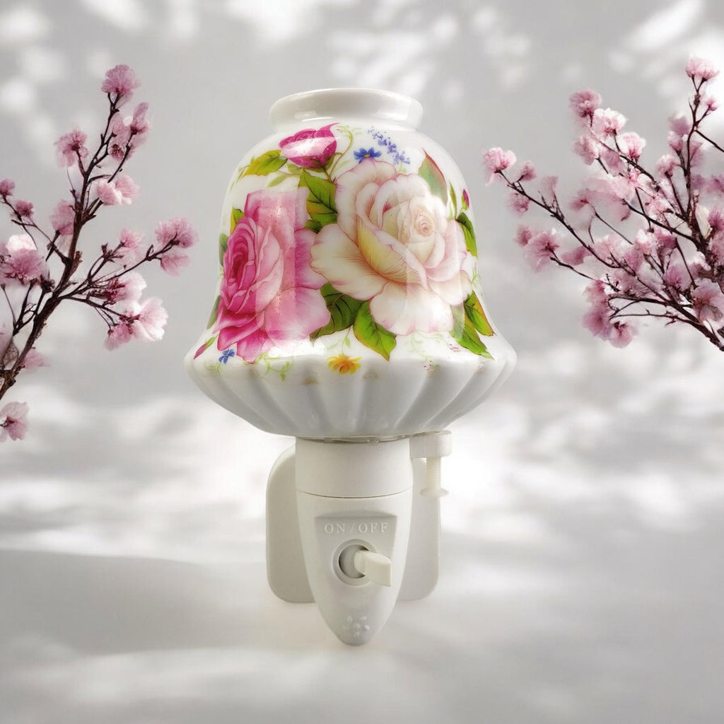 8 INCH FLORAL LED NIGHTLIGHT PINK AND WHITE FLOWERS