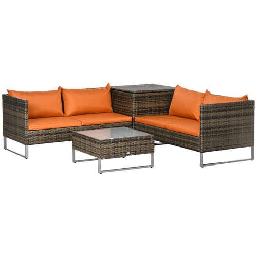 4Pcs Patio Rattan Sofa Garden Furniture Set with Table & Cushions - AKGOmniShop