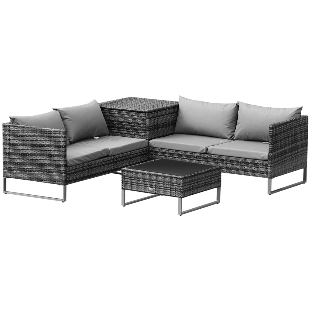 4Pcs Patio Rattan Sofa Garden Furniture Set with Table & Cushions - AKGOmniShop