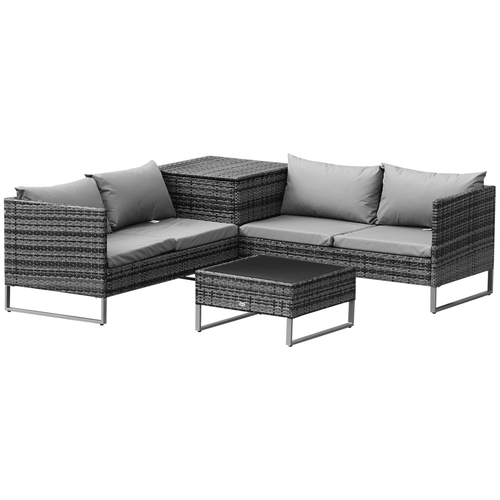 4Pcs Patio Rattan Sofa Garden Furniture Set with Table & Cushions - AKGOmniShop
