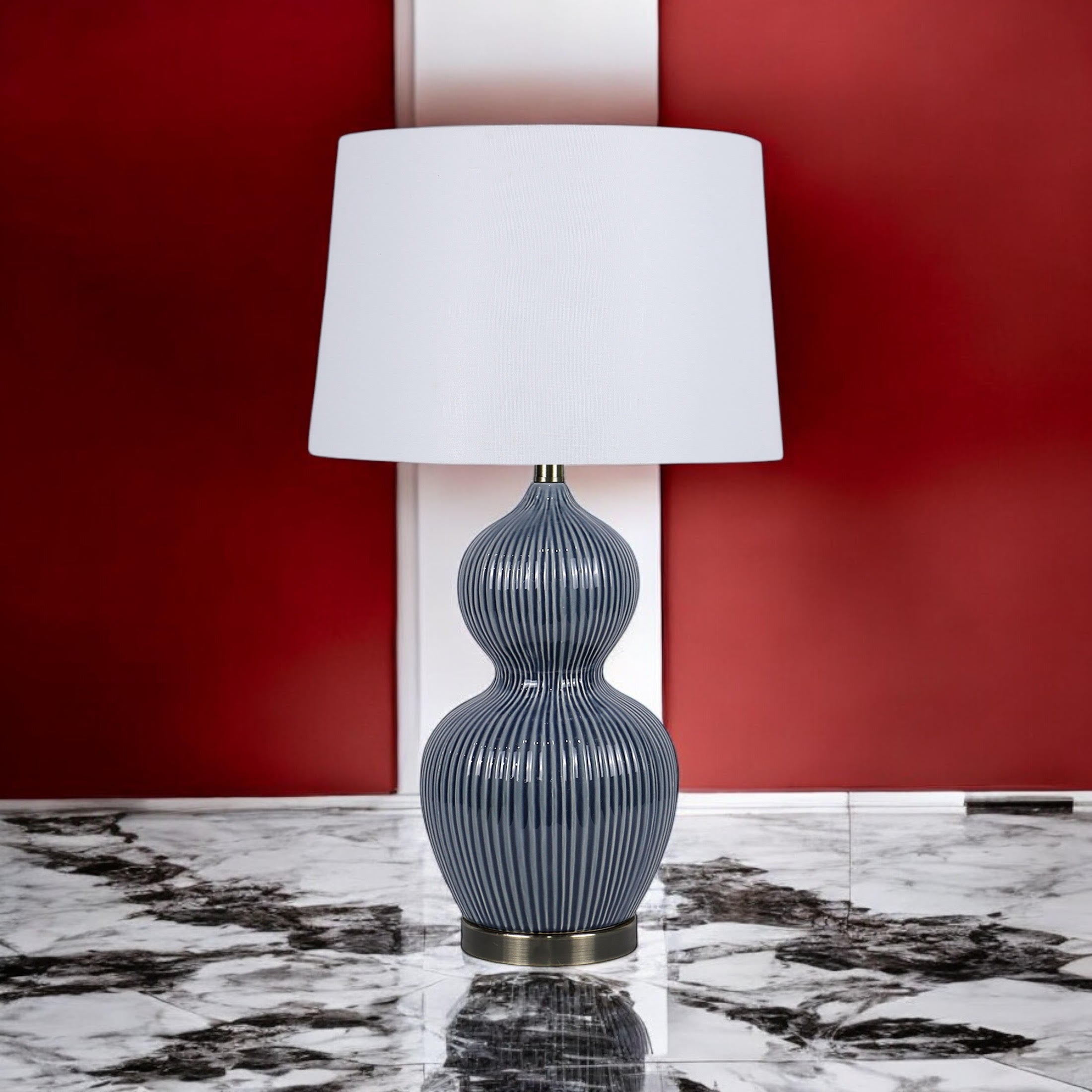 Ceramic Table Lamp 39cm with Shade - Traditional Design