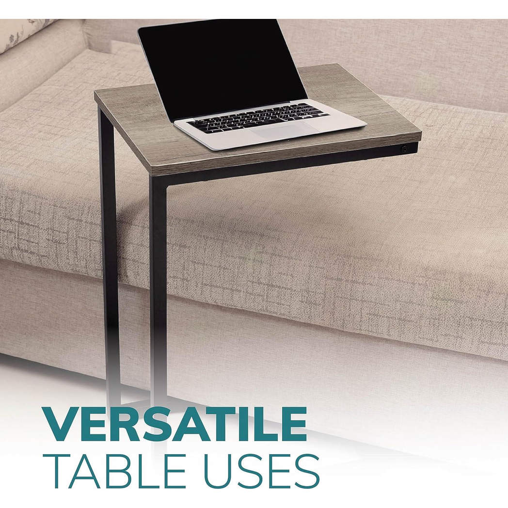 Black C Shaped Side Table with steel frame and powder coating, 25kg capacity, by HomeCraft.