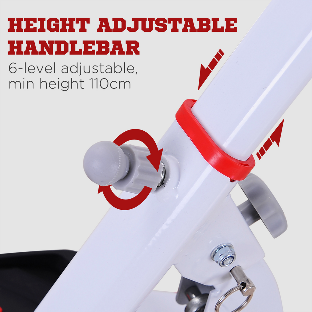Foldable Stepper Adjustable Step Machine w/ Handlebar LCD Display, Red HOMCOM
