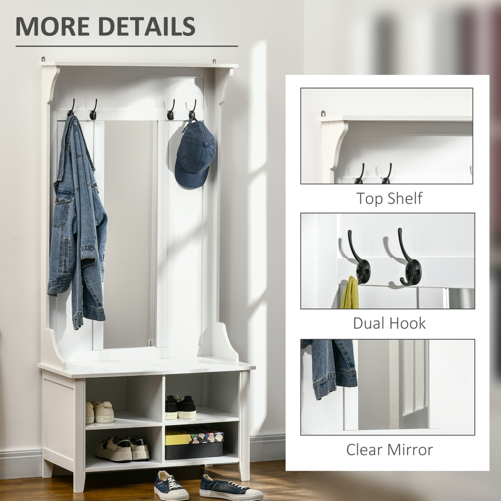 Mirror Cabinet Entryway Organizer - 80Lx40Wx170H cm - White
