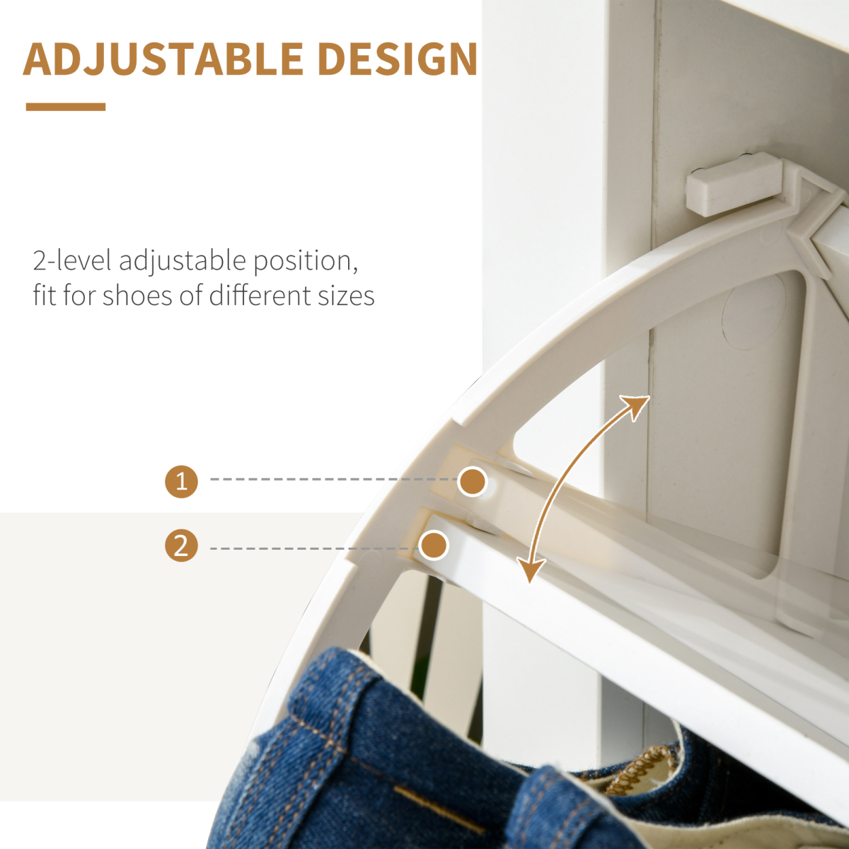 HOMCOM 12-Shoe Storage Cabinet 4 Shelves 2 Drawers Tabletop 4 Legs White