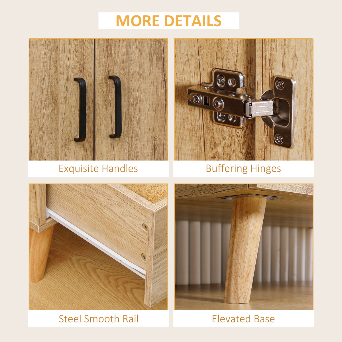 2 Door Wardrobe, Modern Wardrobe w/ 2 Drawer, Hanging Rail for Bedroom Natural