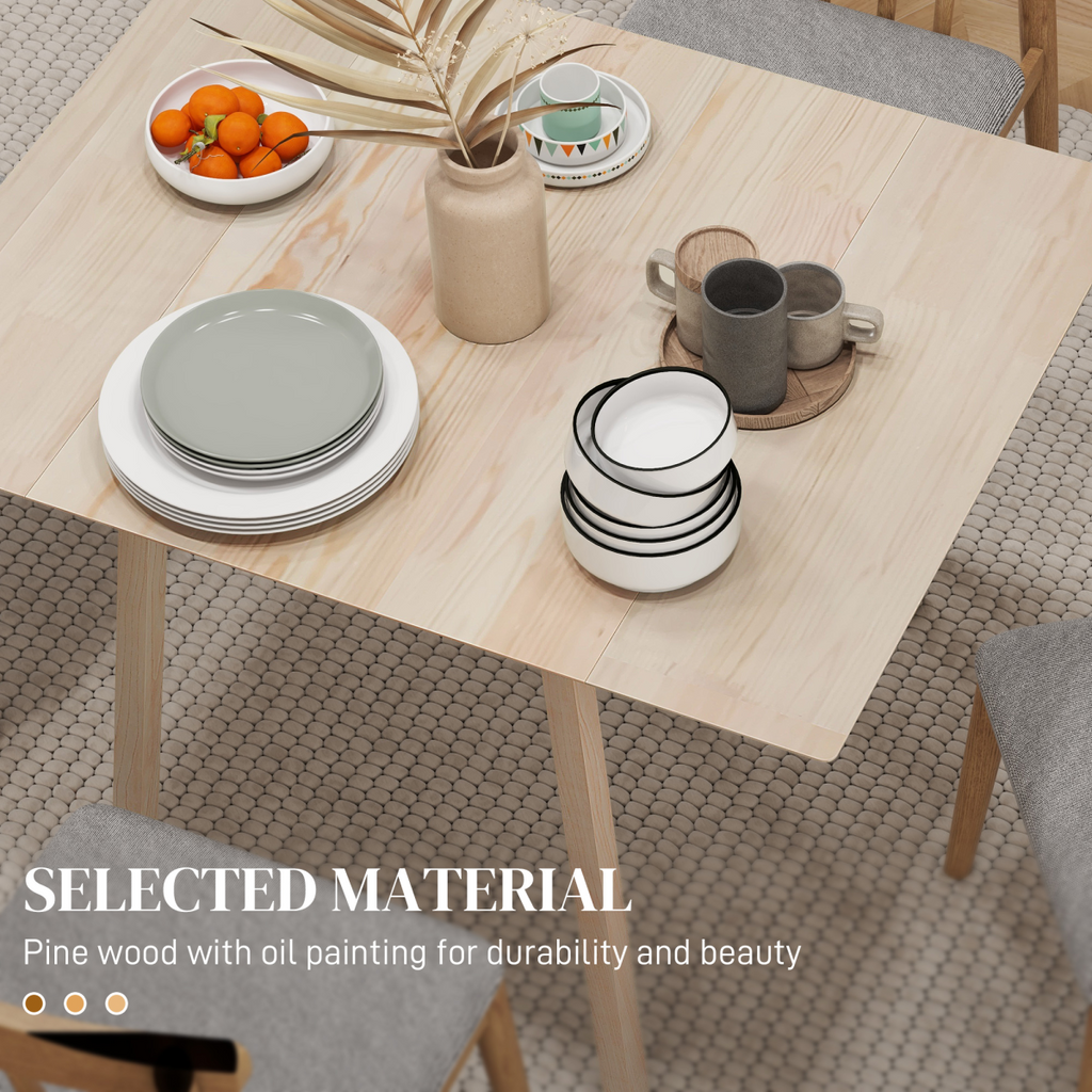 Extendable Kitchen Table for 2-4 - Folding Drop Leaf Dining Table - Natural Pine