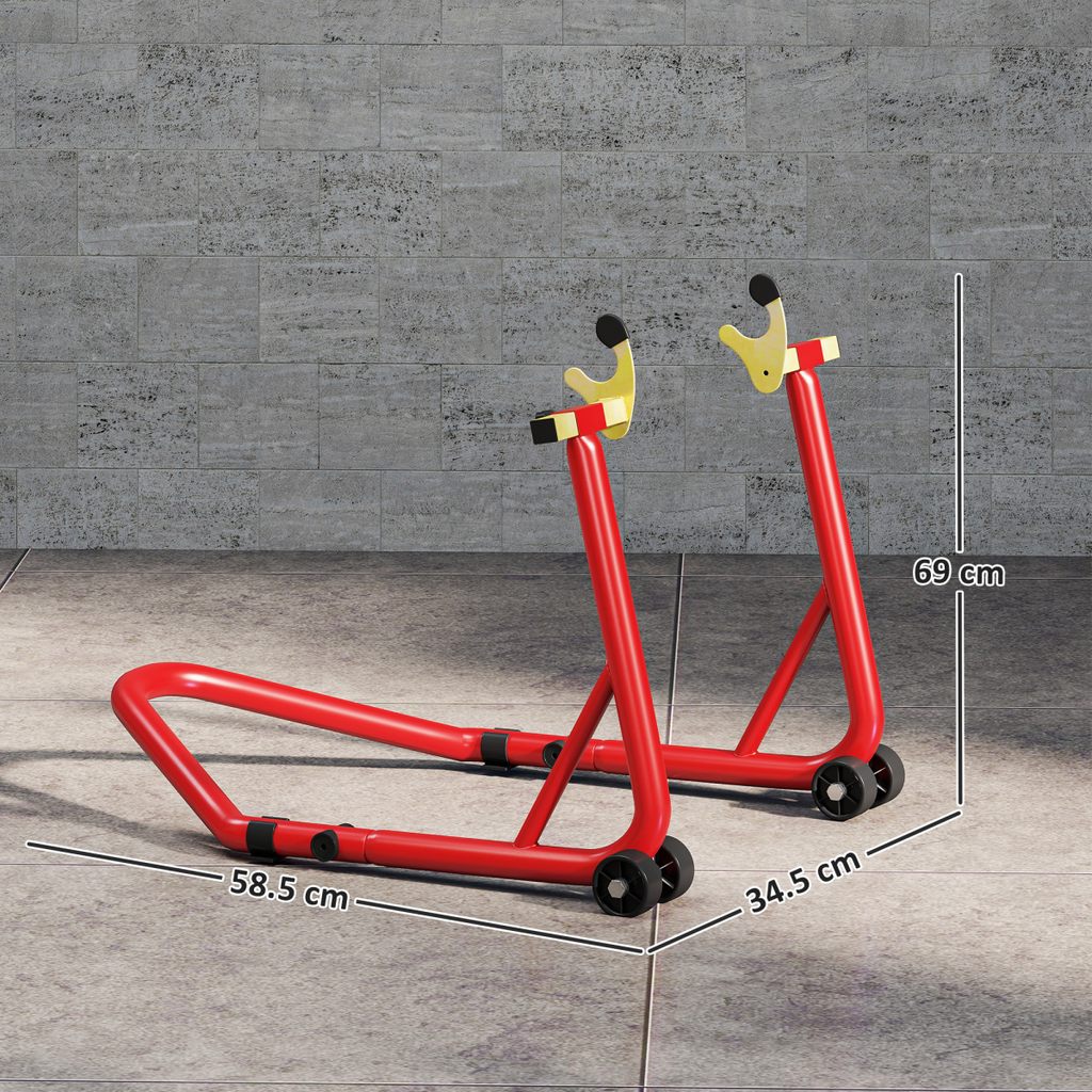 HOMCOM Motorcycle Rear Wheel Stand, 544kg Motorcycle Paddock Stand, Red