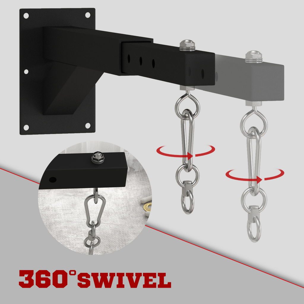 Wall-mounted SPORTNOW punch bag bracket with 5 adjustable lengths for boxing training setup.