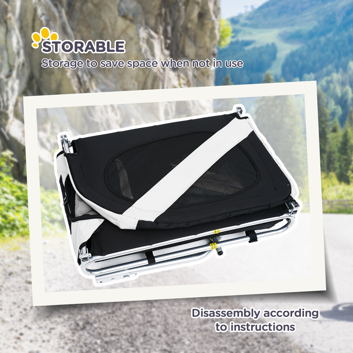 Pawhut black pet bicycle trailer for dogs and cats, featuring a water-resistant design and sturdy steel frame.