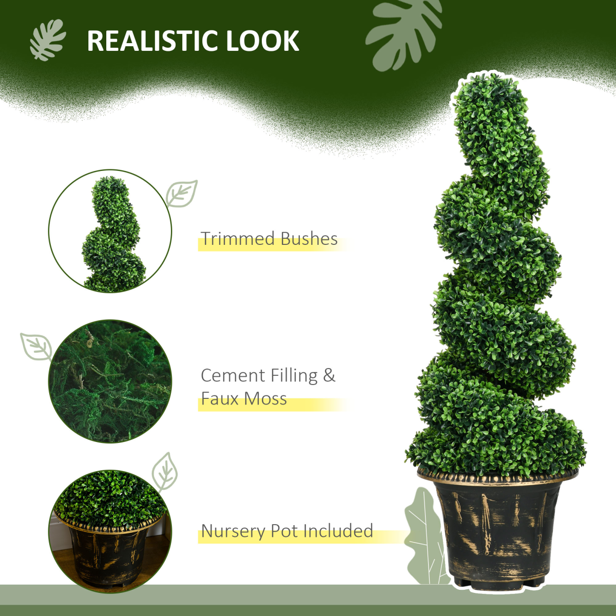Set of 2 HOMCOM artificial topiary spiral trees, 90cm boxwood with lavender accents, ideal for home decor.