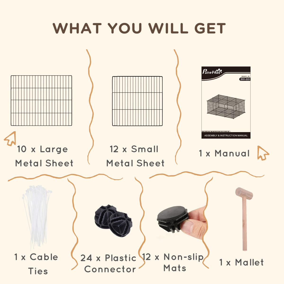 DIY Pet Playpen Cage 22 Piece w/Door Bunny Chinchilla Guinea Pig Pawhut