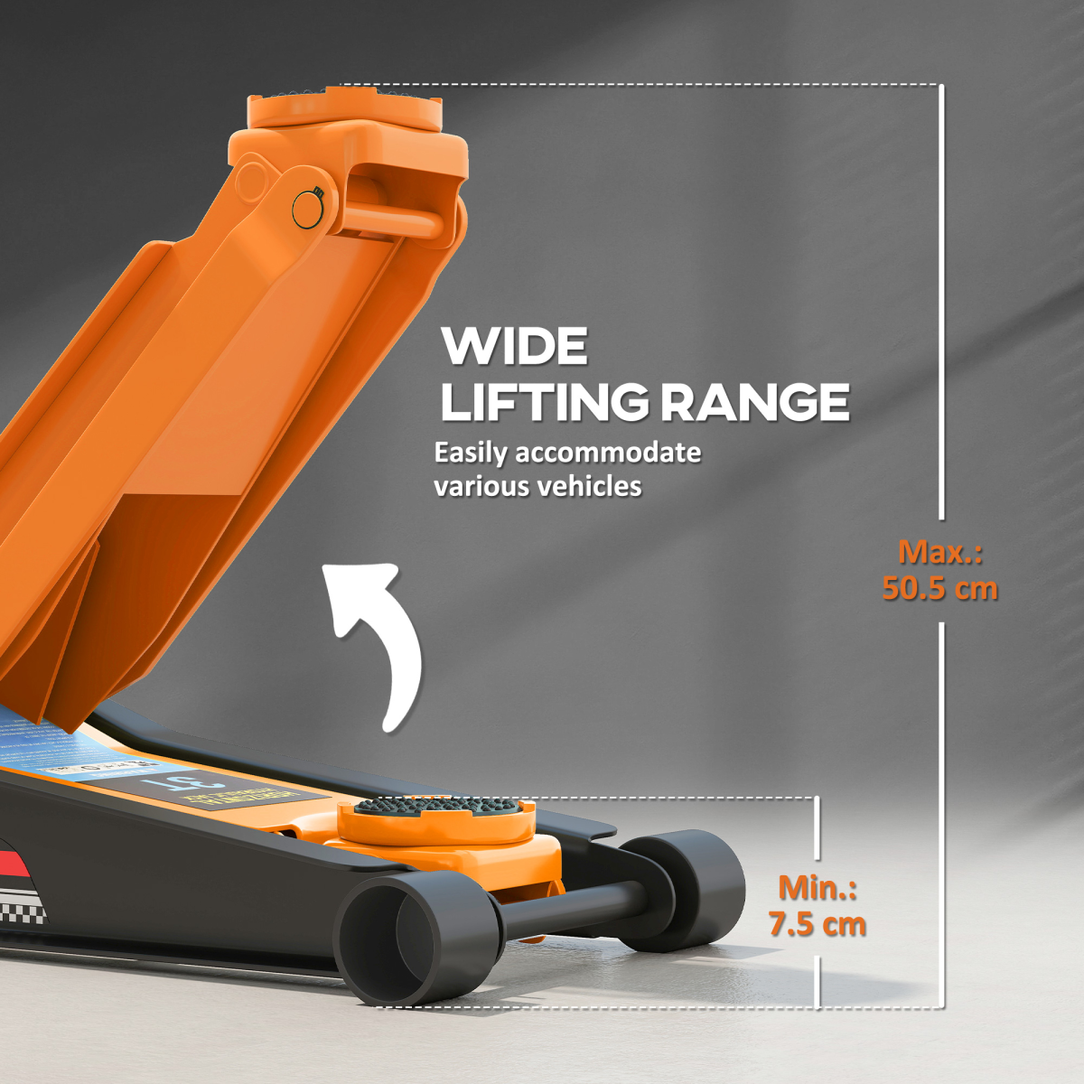 AutoPro car jack with a sturdy metal frame and rubber grip handle, designed for lifting vehicles safely.