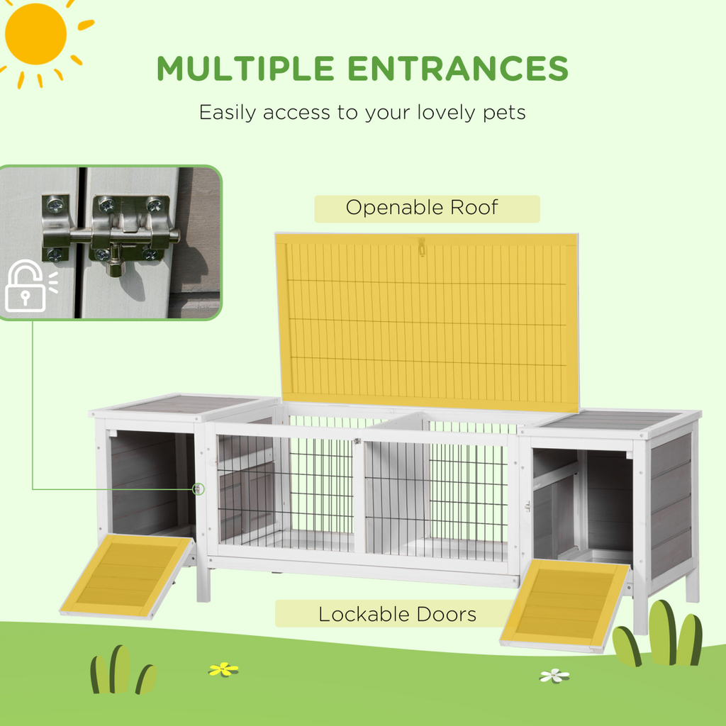 Indoor Rabbit Hutch Separable Guinea Pig Cage Bunny Run w/ Slide Out Tray - Grey