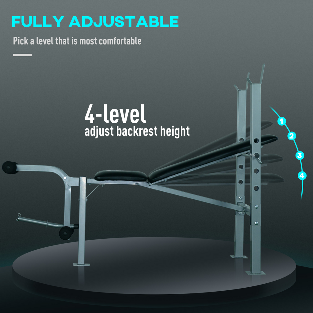 Adjustable Multi Gym Weight Bench with Barbell Stand for chest, leg, and abs training by ActiveGear.