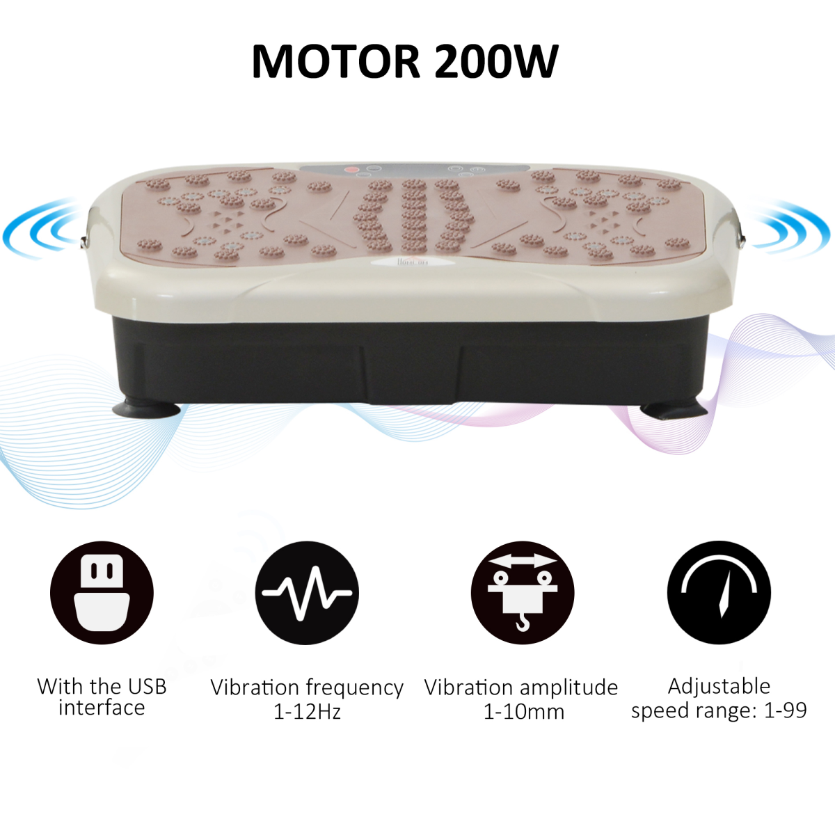 Vibration plate machine for fitness training, featuring a sleek design, ideal for home gym workouts and body shaping.