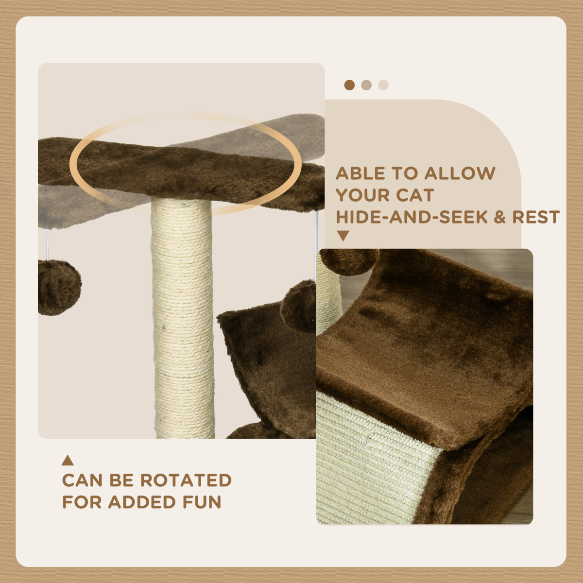 Pawhut cat tree with plush scratching posts, top bar tunnel, and dangling ball for kitty play and activity.