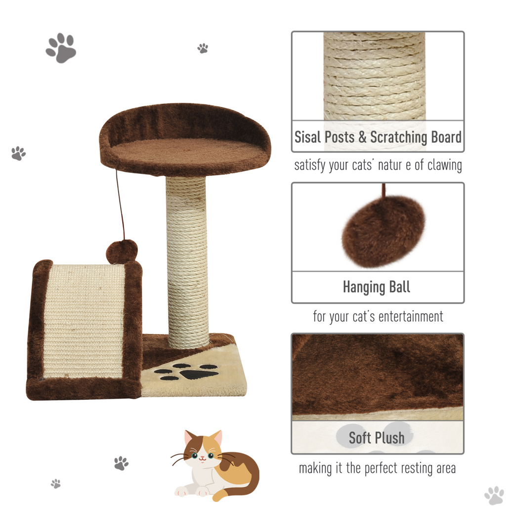 Pawhut cat tree with scratching posts, cozy resting areas, and sisal for playful kittens to exercise and relax.