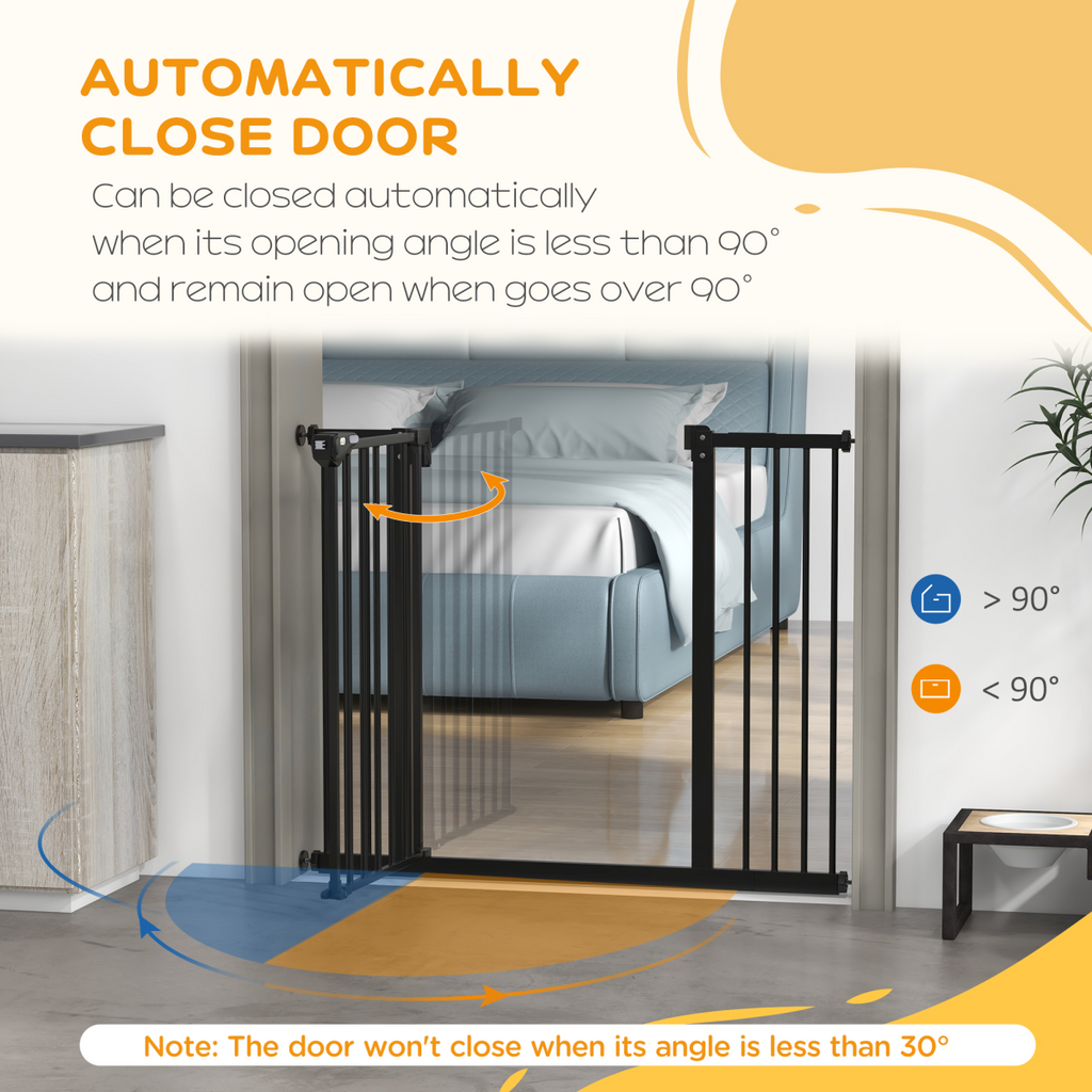 PawHut Adjustable Safety Gate w/ 2 Extensions and Four Adjustable Screws, Black