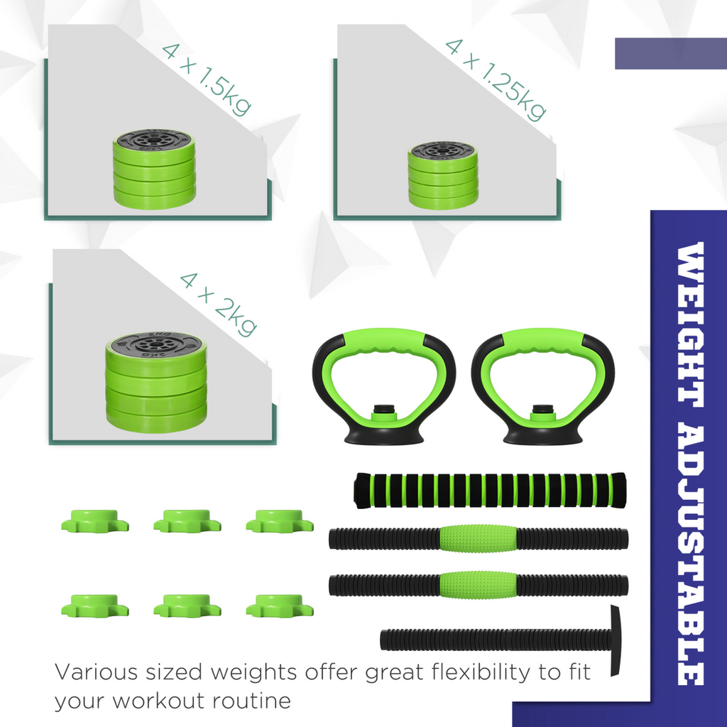 4-in-1 SPORTNOW weight dumbbells set including barbell, kettlebell, and push-up stand, designed for versatile workouts.