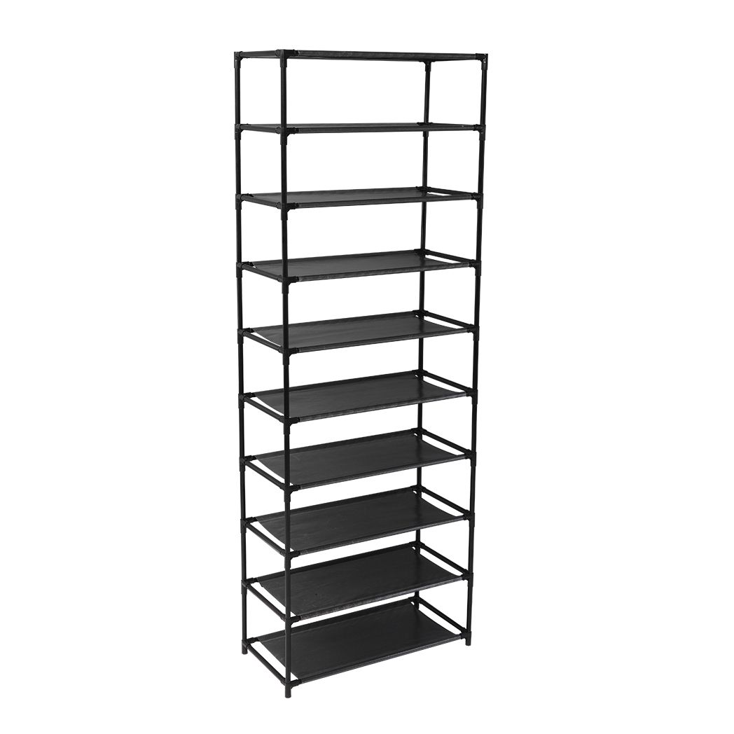 10 Tier Stackable Shoe Rack - Stainless Steel Frame Holds 50 Pairs