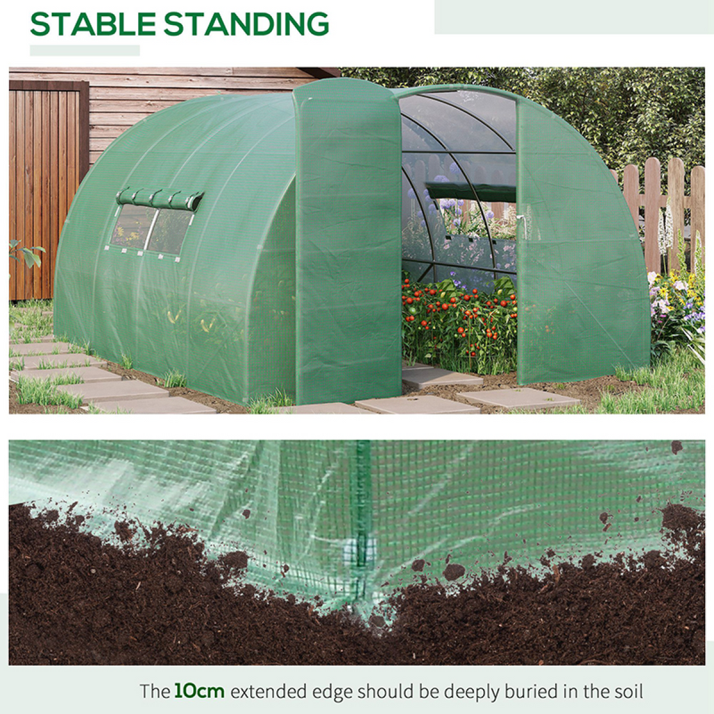 4 x 3M Walk-in Garden Polytunnel Greenhouse Galvanised Steel W/ Door