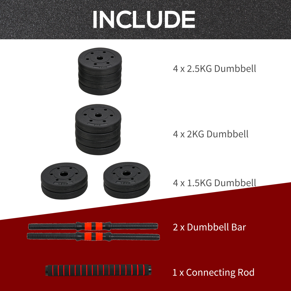 25kg Adjustable 2-in-1 Barbell and Dumbbell Weight Set by ActiveGear for body fitness training and strength exercises.