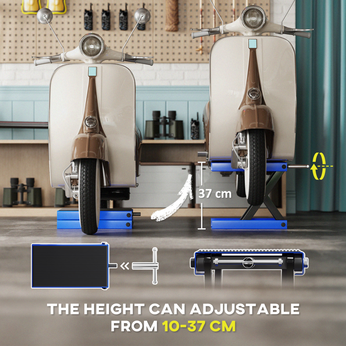 DURHAND 500KG Steel Motorbike Repair Lift X Frame Adjustment Jack, Blue