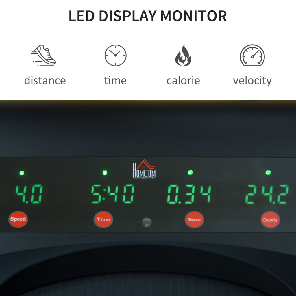 HOMCOM Walking Machine with LED display and remote control for jogging and fitness exercises.