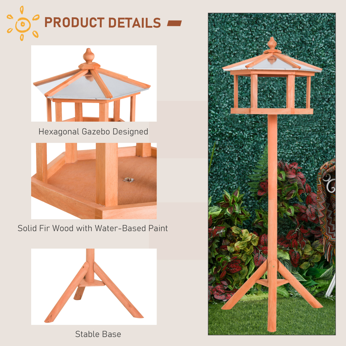 Bird Stand Feeder Table Feeding Station Garden Wood Coop Parrot Nesting Stand