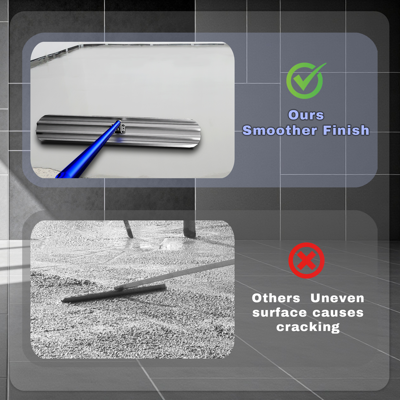 48’’×8’’ Concrete Bull Float with Trowel, Aluminium Alloy Concrete Finishing Tool, Adjustable Bracket & 4 Float Handles, Professional Concrete Smoothing Tool for Construction Flooring
