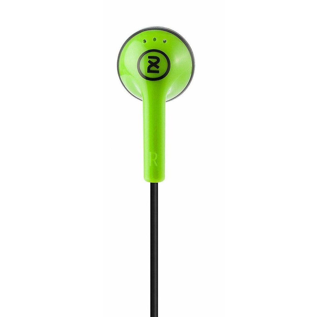 Green Offset 3.5mm jack in-ear headphones by TechHub with a hands-free design and comfortable fit.
